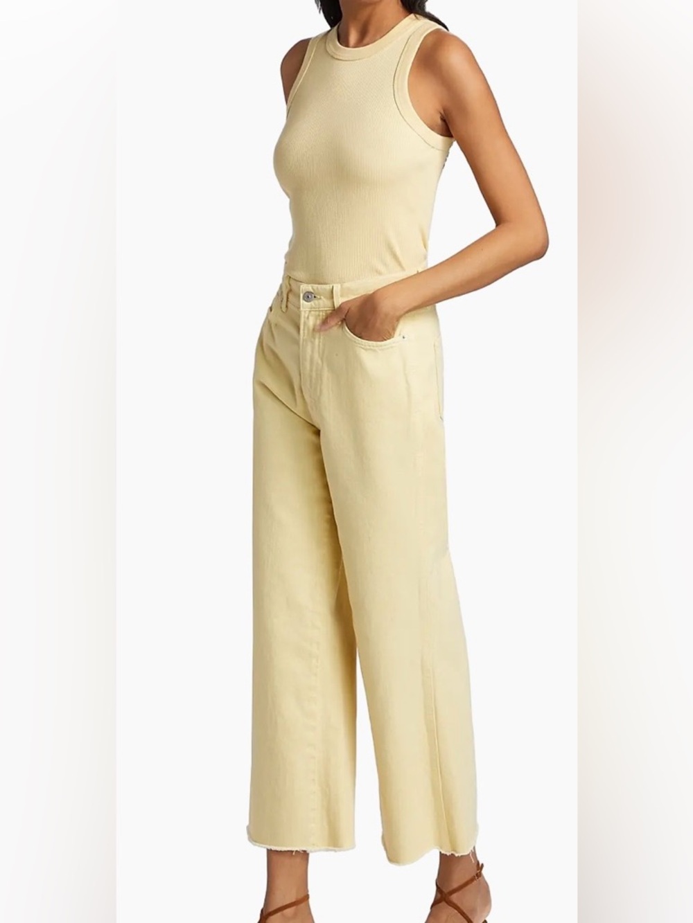 Veronica Beard Taylor Crop Wide Leg High Waist Pants Jeans